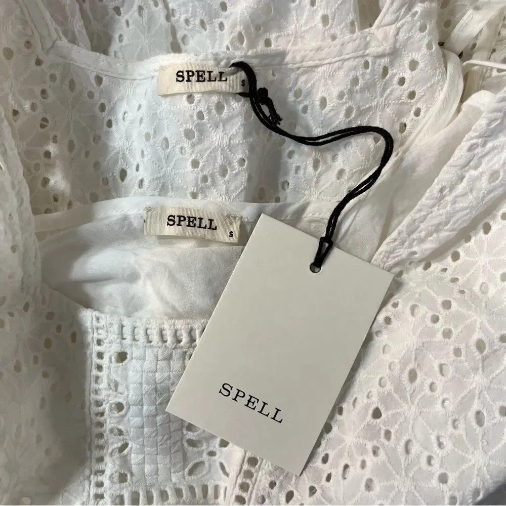 NEW Spell and the Gypsy Lottie Gown with Slip White Eyelet Lace Small - Picture 10 of 15